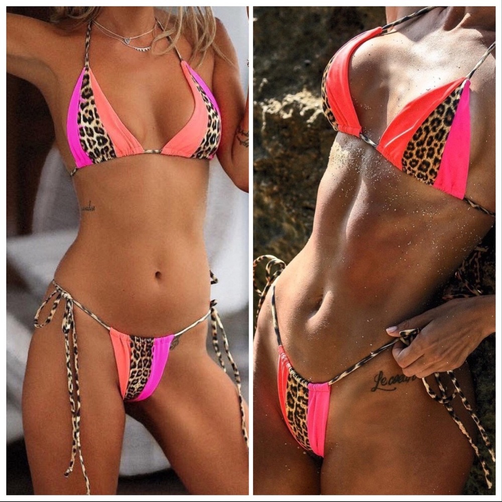 NEW‼️PINK LEOPARD ORANGE PADDED- bikini